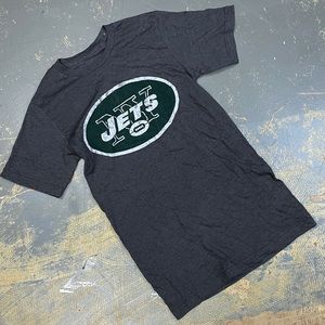 New York Jets Retro Logo Vintage Shirt Small Grey Green NFL Football